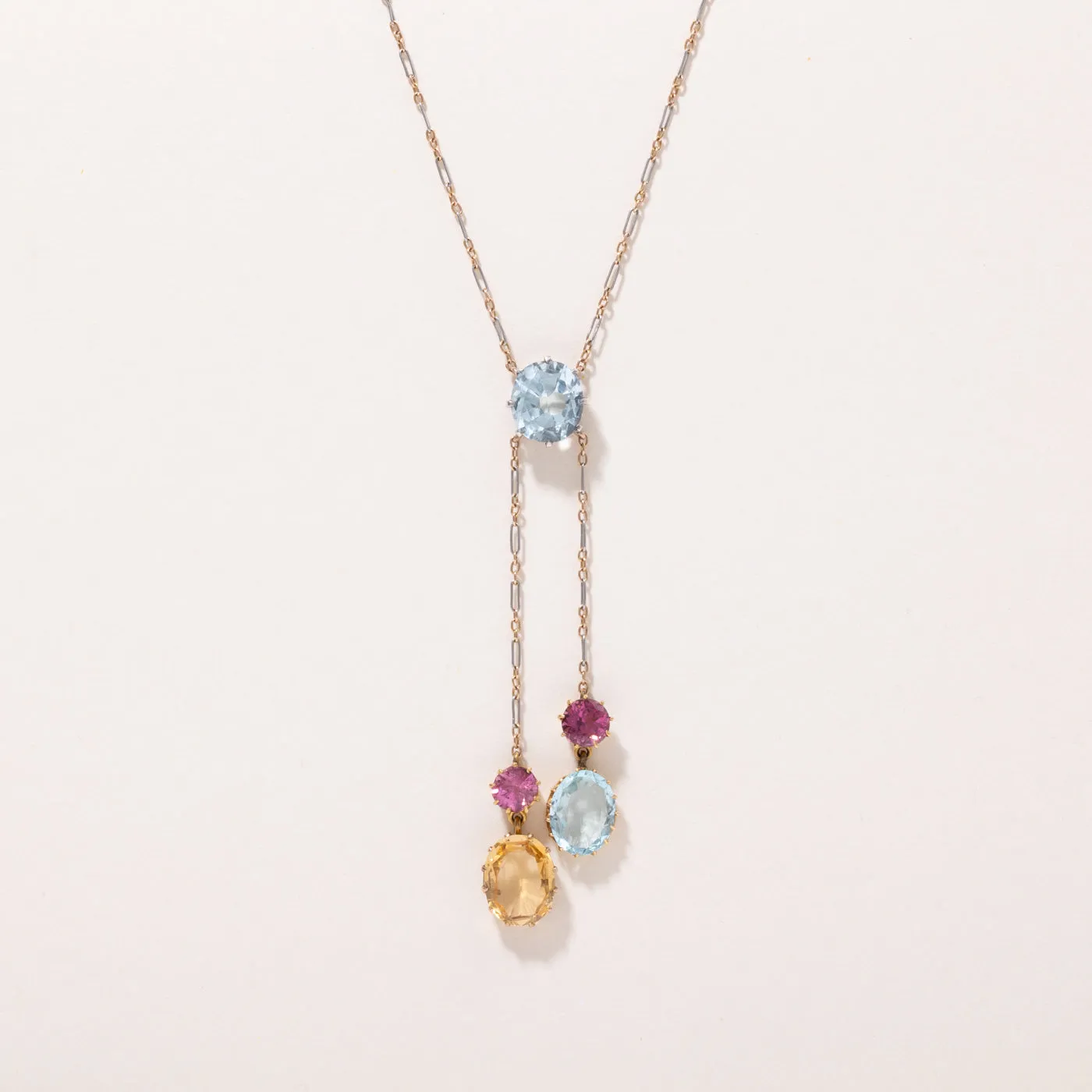 Antique Multi-Gemstone Negligee Necklace | 7.00ctw | 16" |