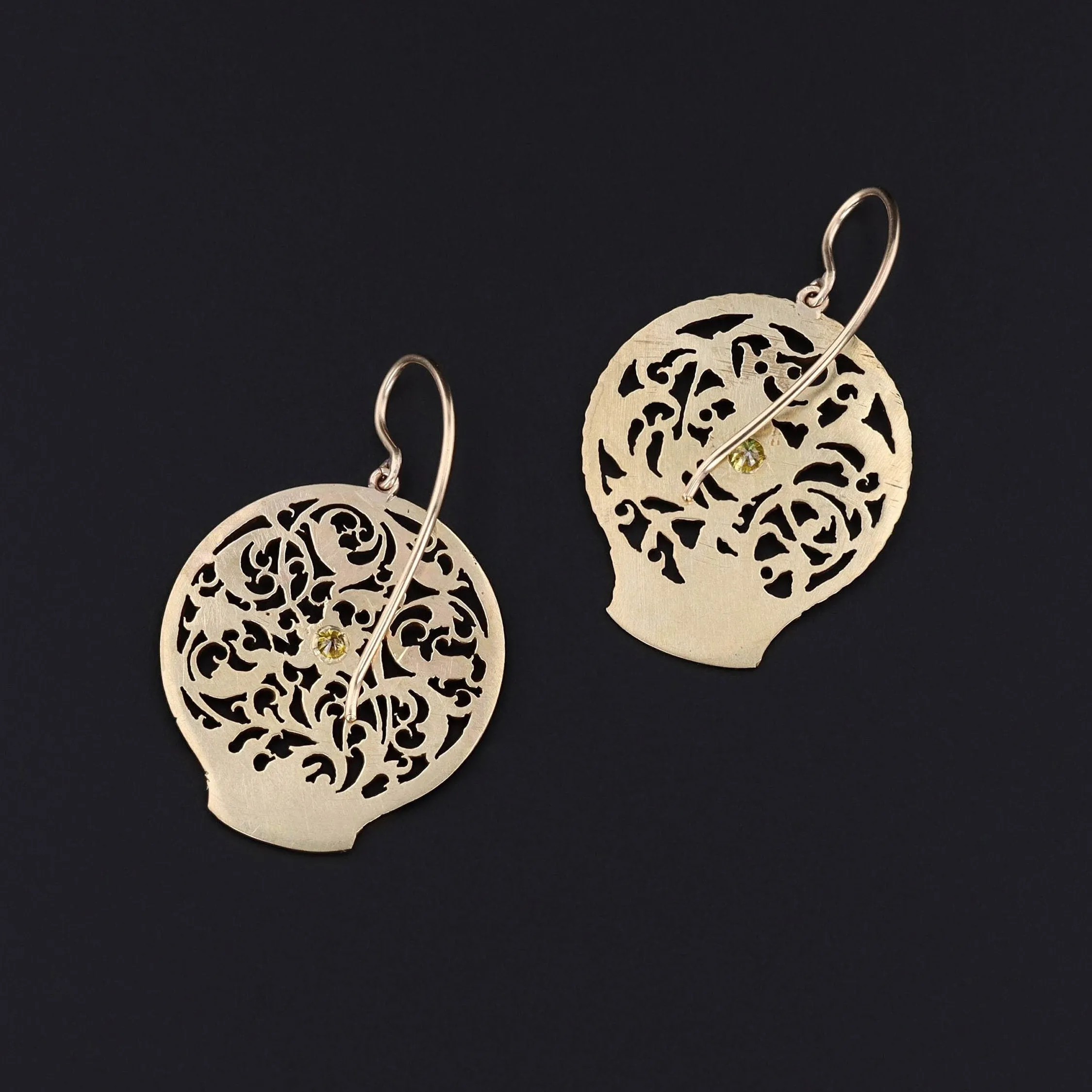 Antique Yellow Diamond Watchcock Conversion Earrings