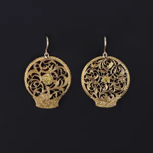 Antique Yellow Diamond Watchcock Conversion Earrings