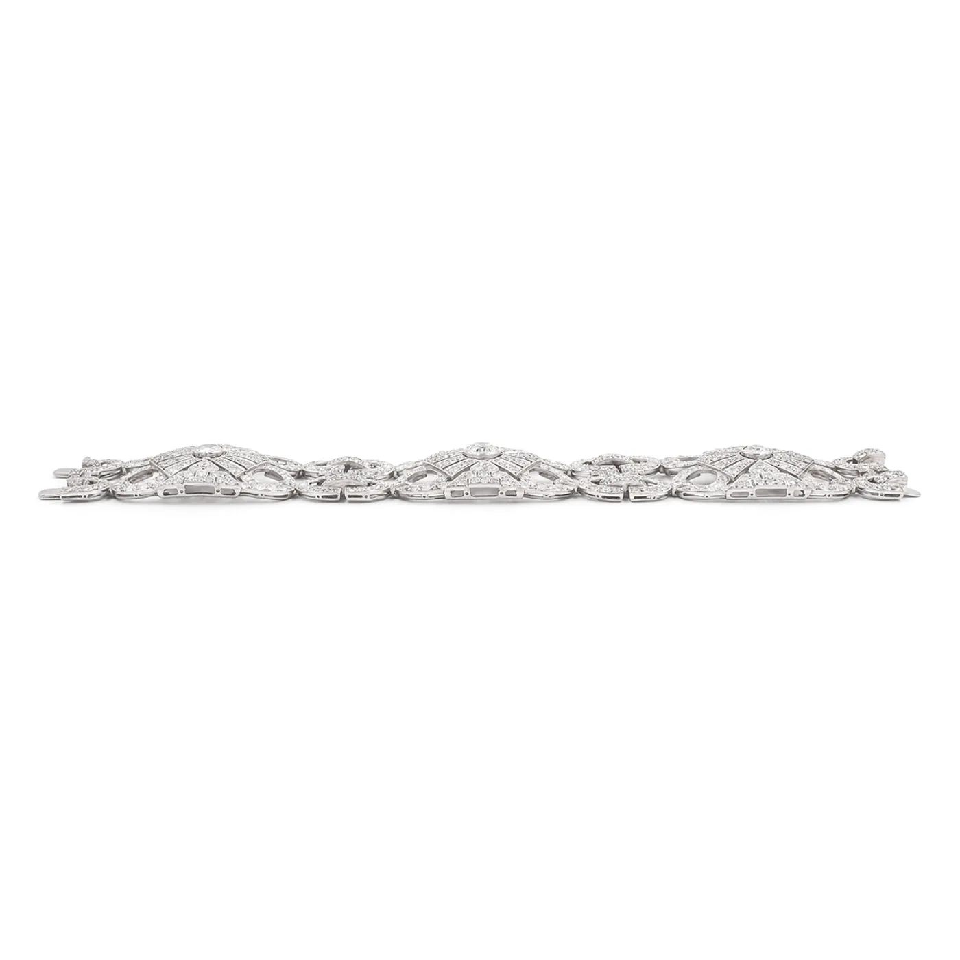 Art Deco 19.40 Ctw. Old European Cut Diamond Geometric Bracelet