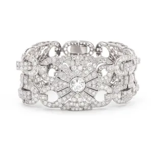 Art Deco 19.40 Ctw. Old European Cut Diamond Geometric Bracelet