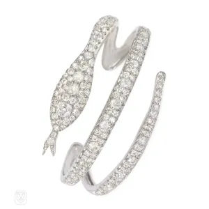 Art Deco diamond snake bracelet, France