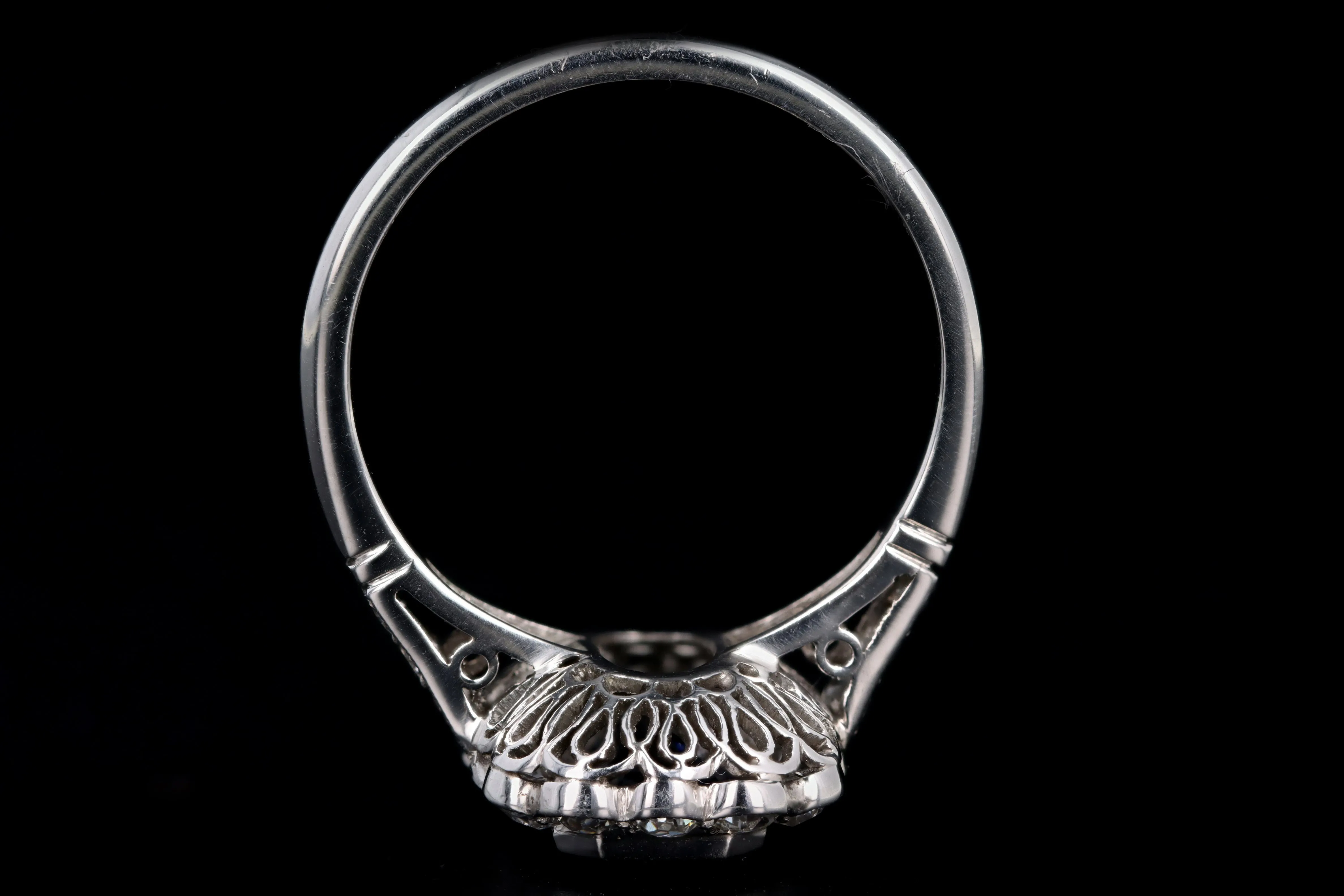 Art Deco Inspired Platinum 2.03 Carat Natural Sapphire & Diamond Halo Ring