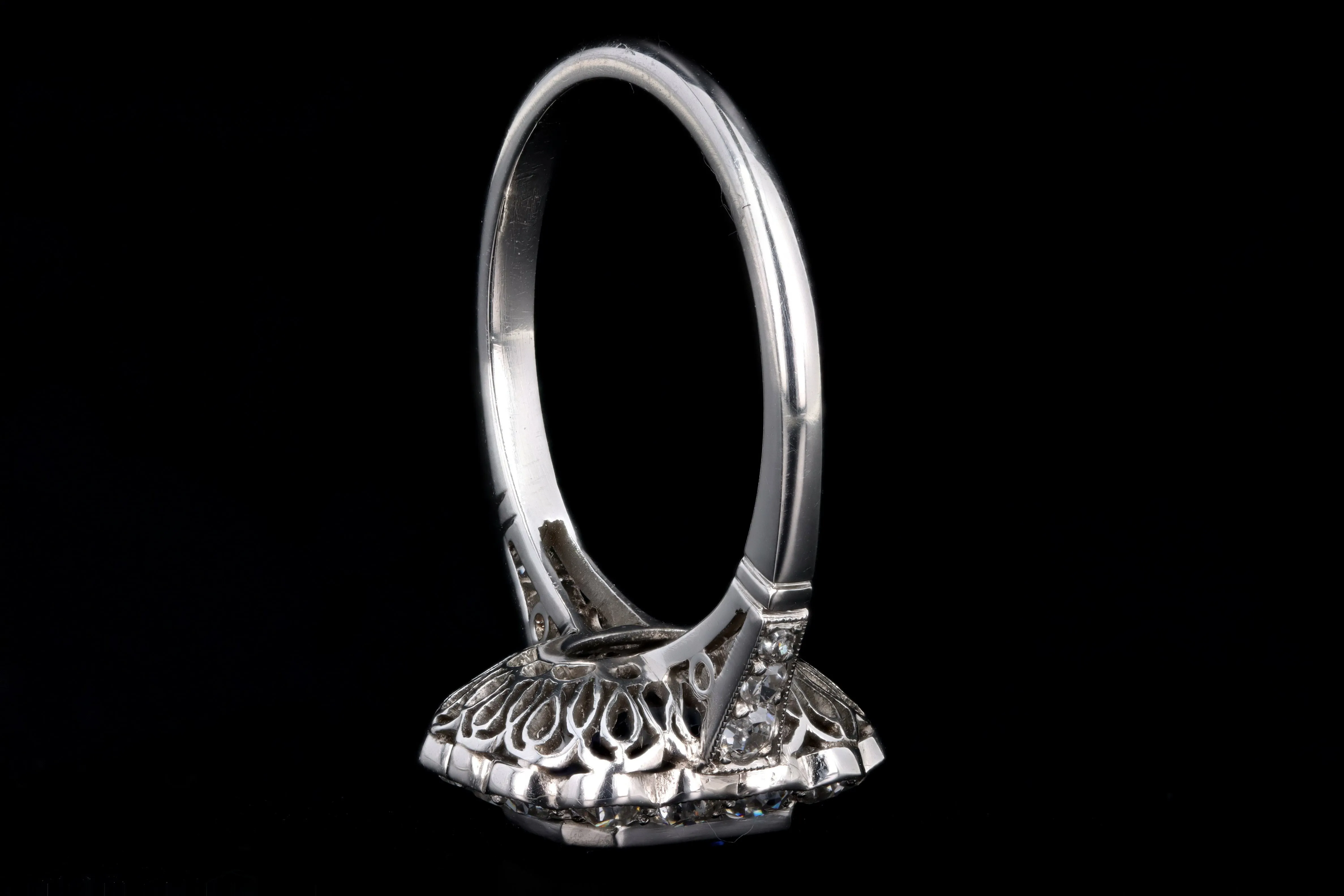 Art Deco Inspired Platinum 2.03 Carat Natural Sapphire & Diamond Halo Ring