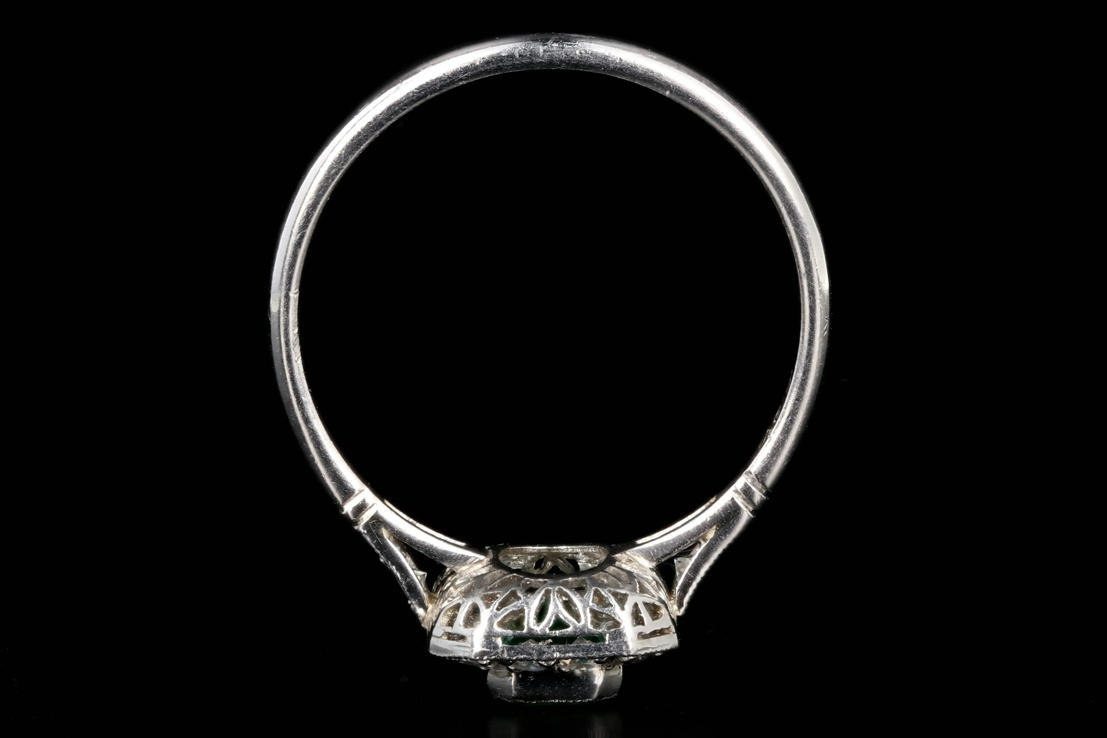 Art Deco Style Platinum .60 Colombian Emerald & Diamond Ring