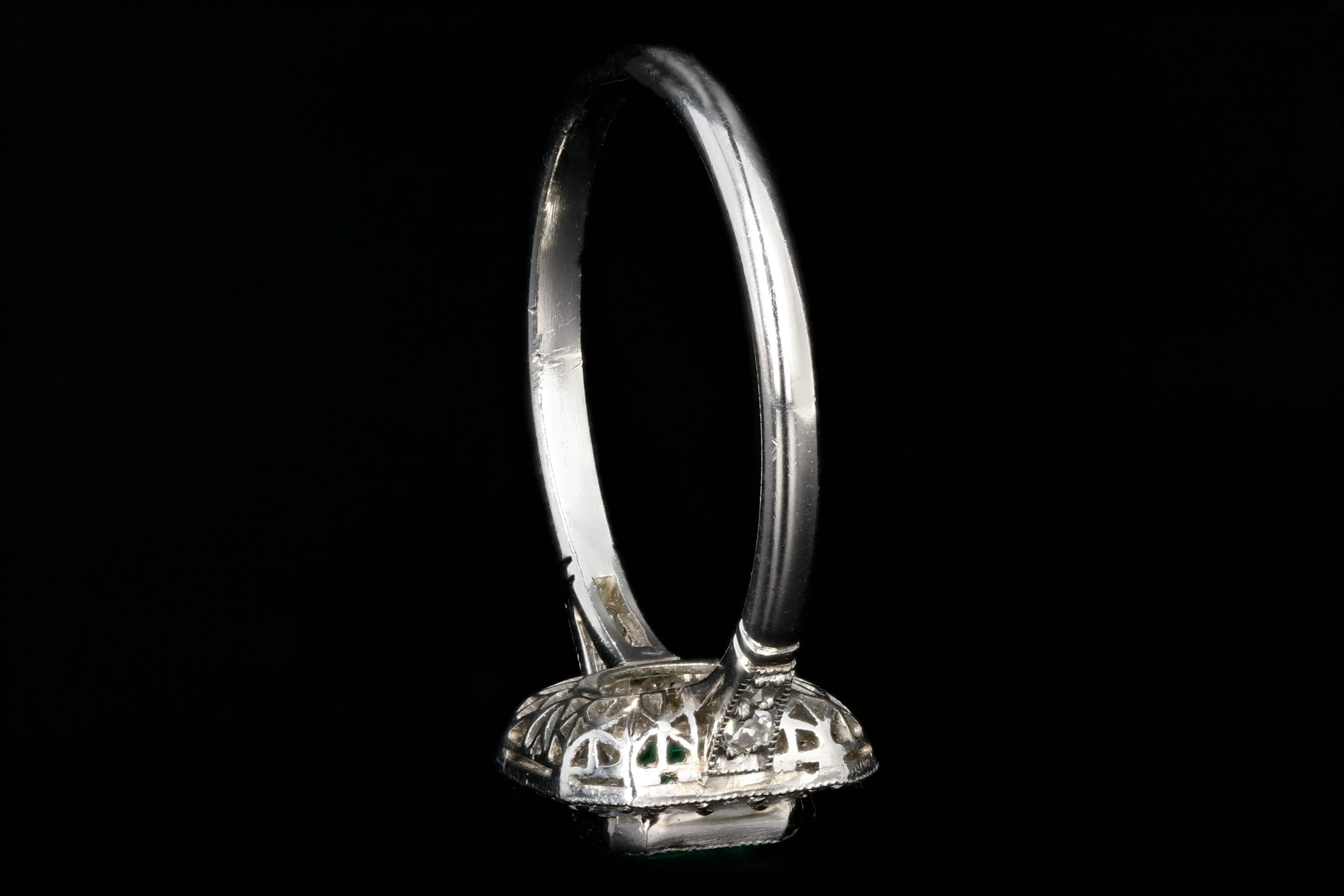 Art Deco Style Platinum .60 Colombian Emerald & Diamond Ring