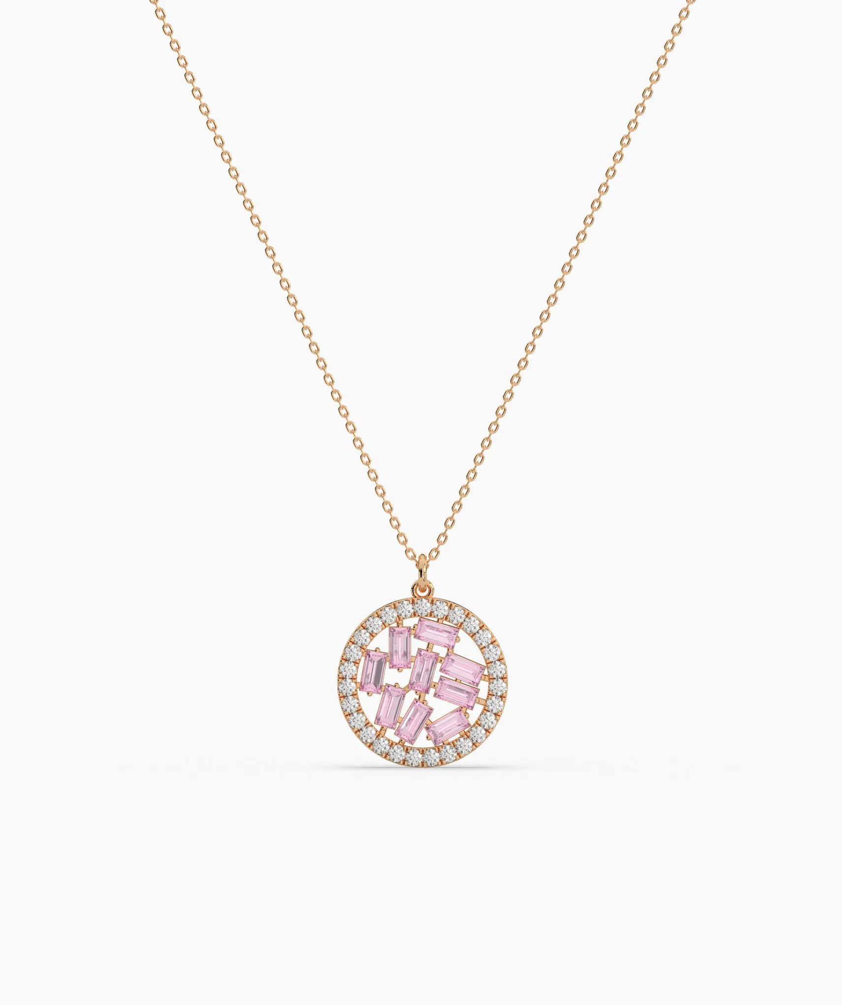 Baguette & Diamond Circle Pendant
