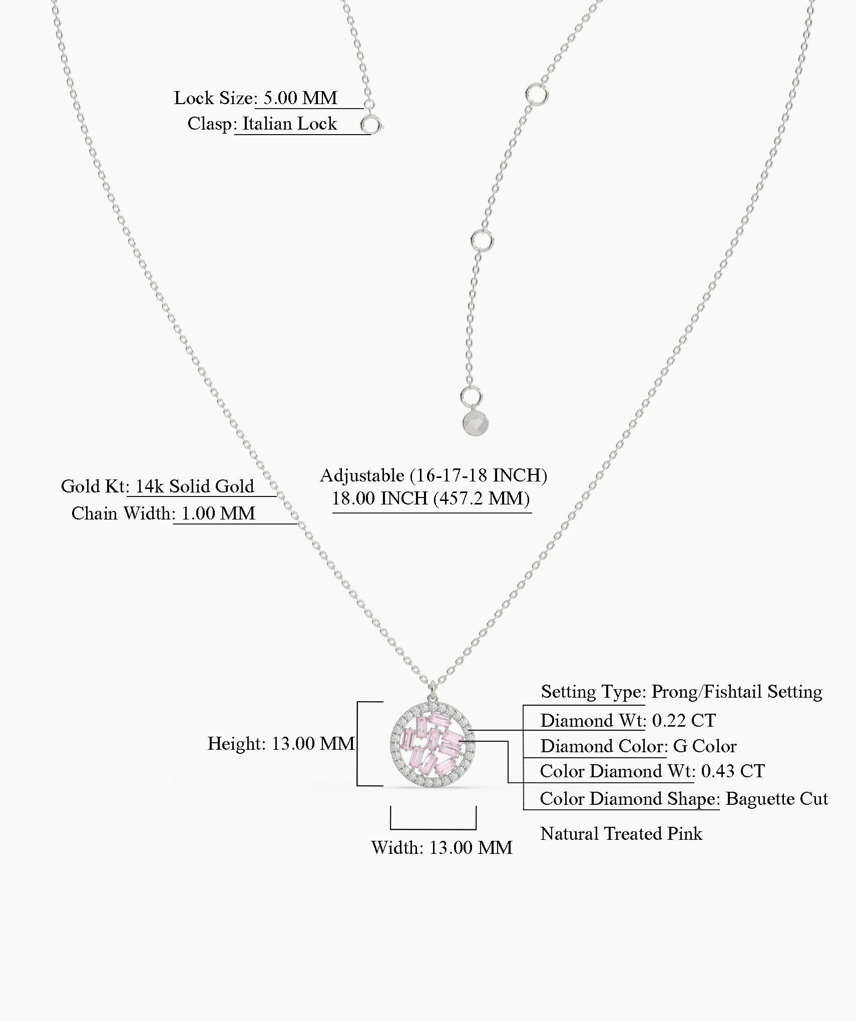 Baguette & Diamond Circle Pendant