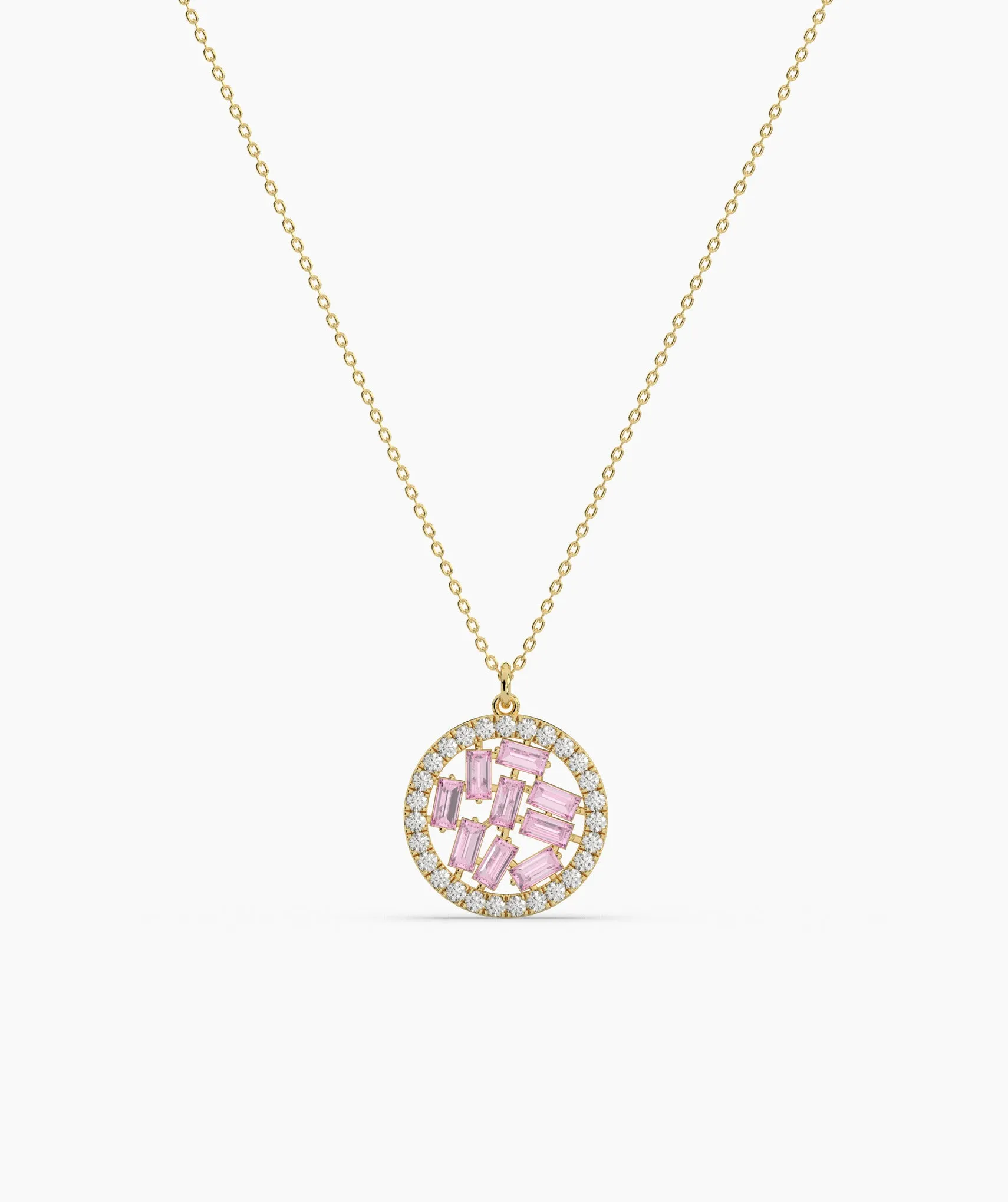 Baguette & Diamond Circle Pendant