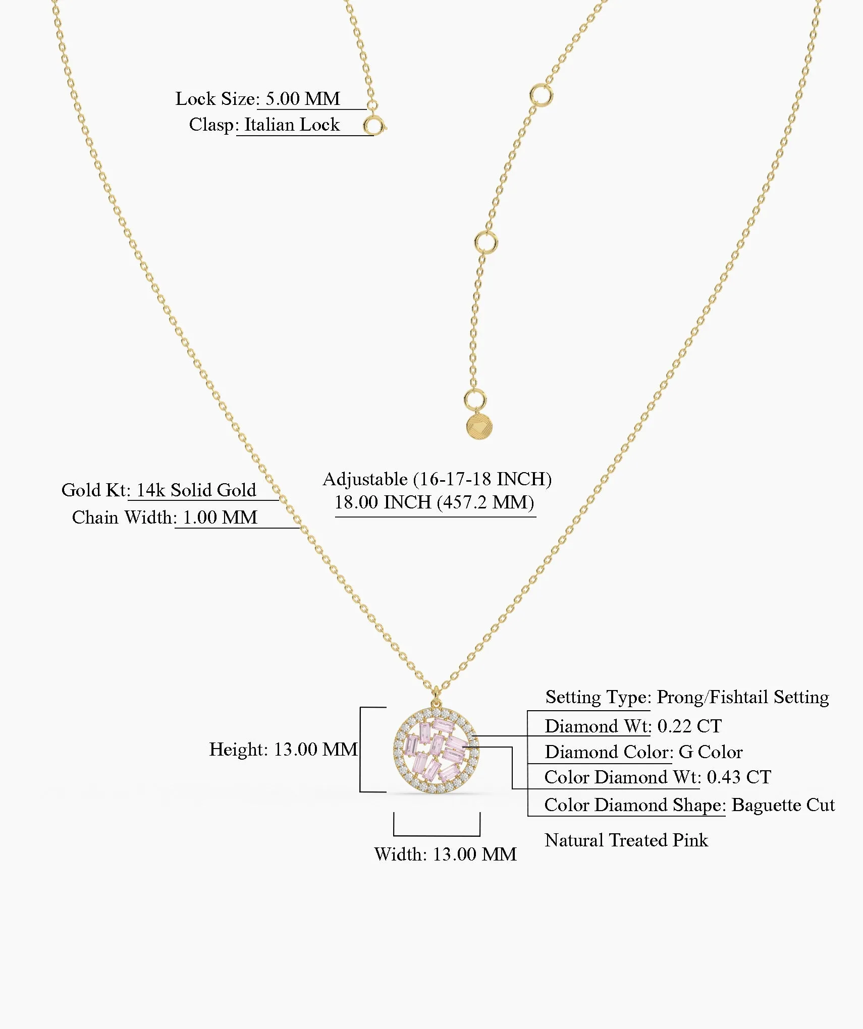 Baguette & Diamond Circle Pendant
