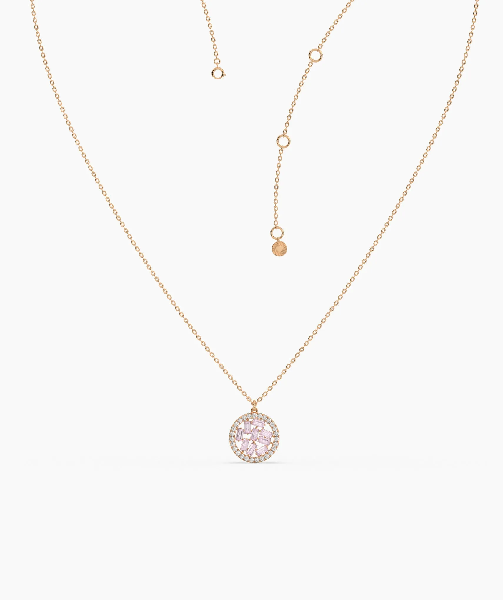 Baguette & Diamond Circle Pendant