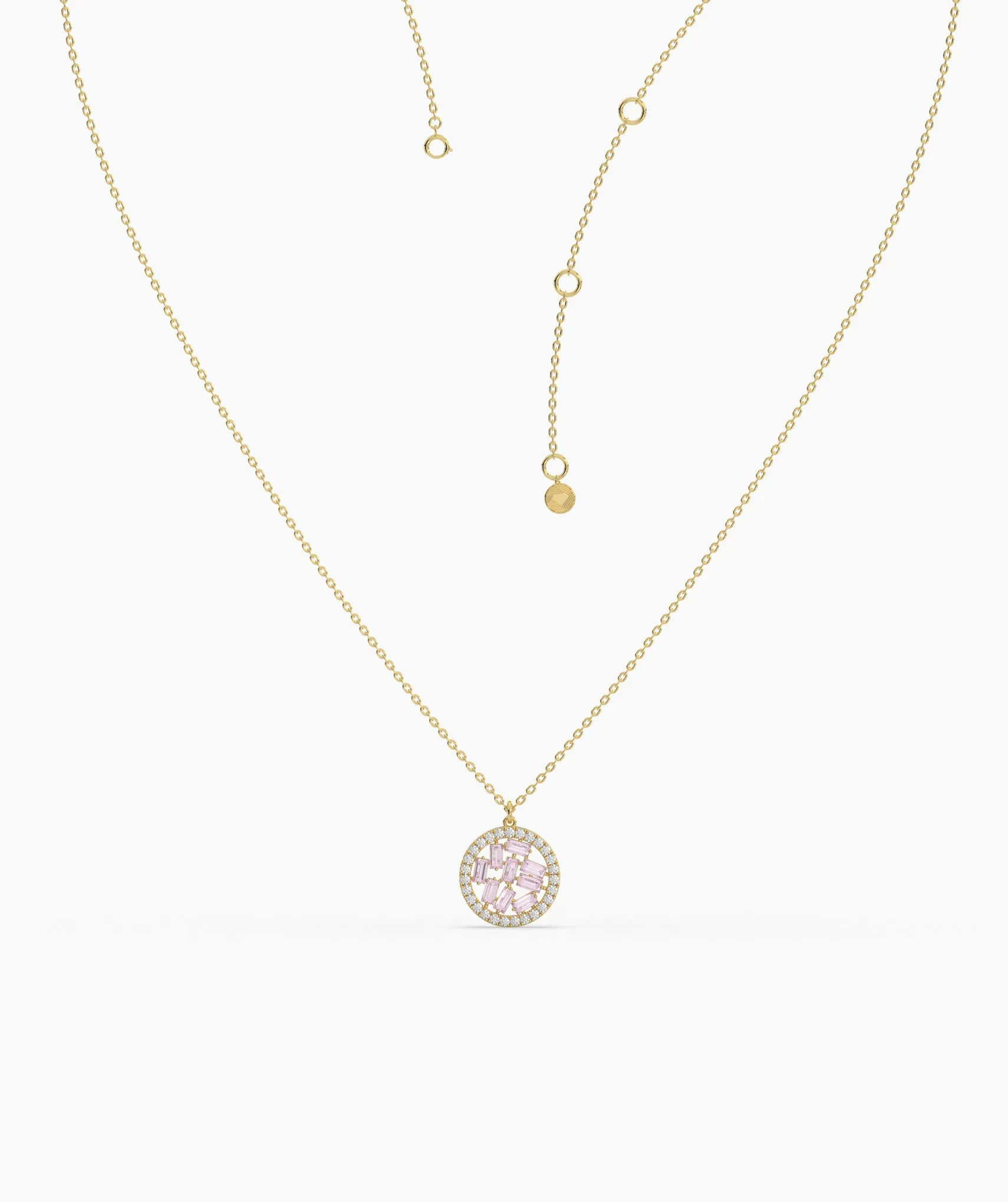 Baguette & Diamond Circle Pendant