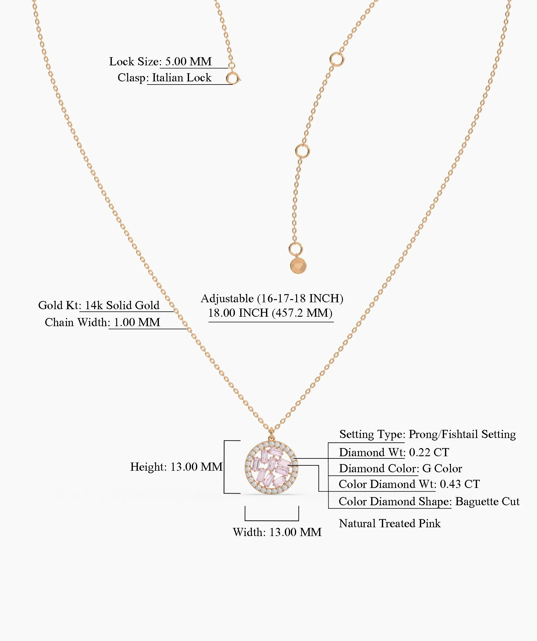Baguette & Diamond Circle Pendant