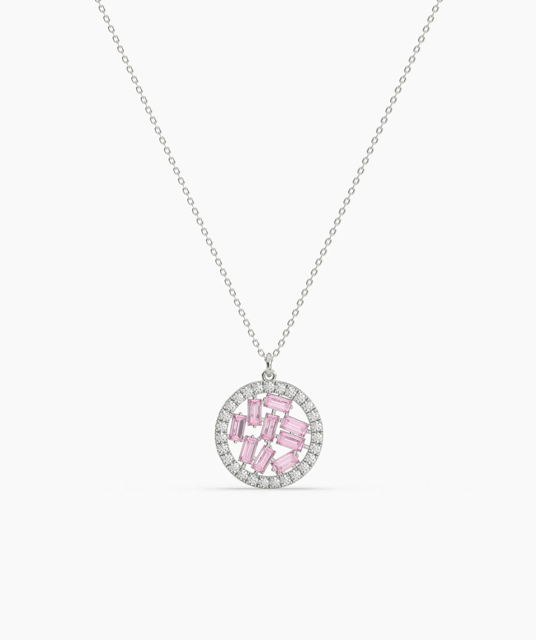 Baguette & Diamond Circle Pendant