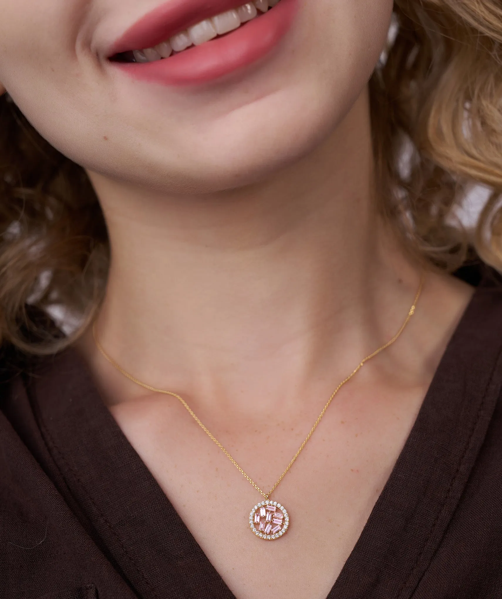 Baguette & Diamond Circle Pendant
