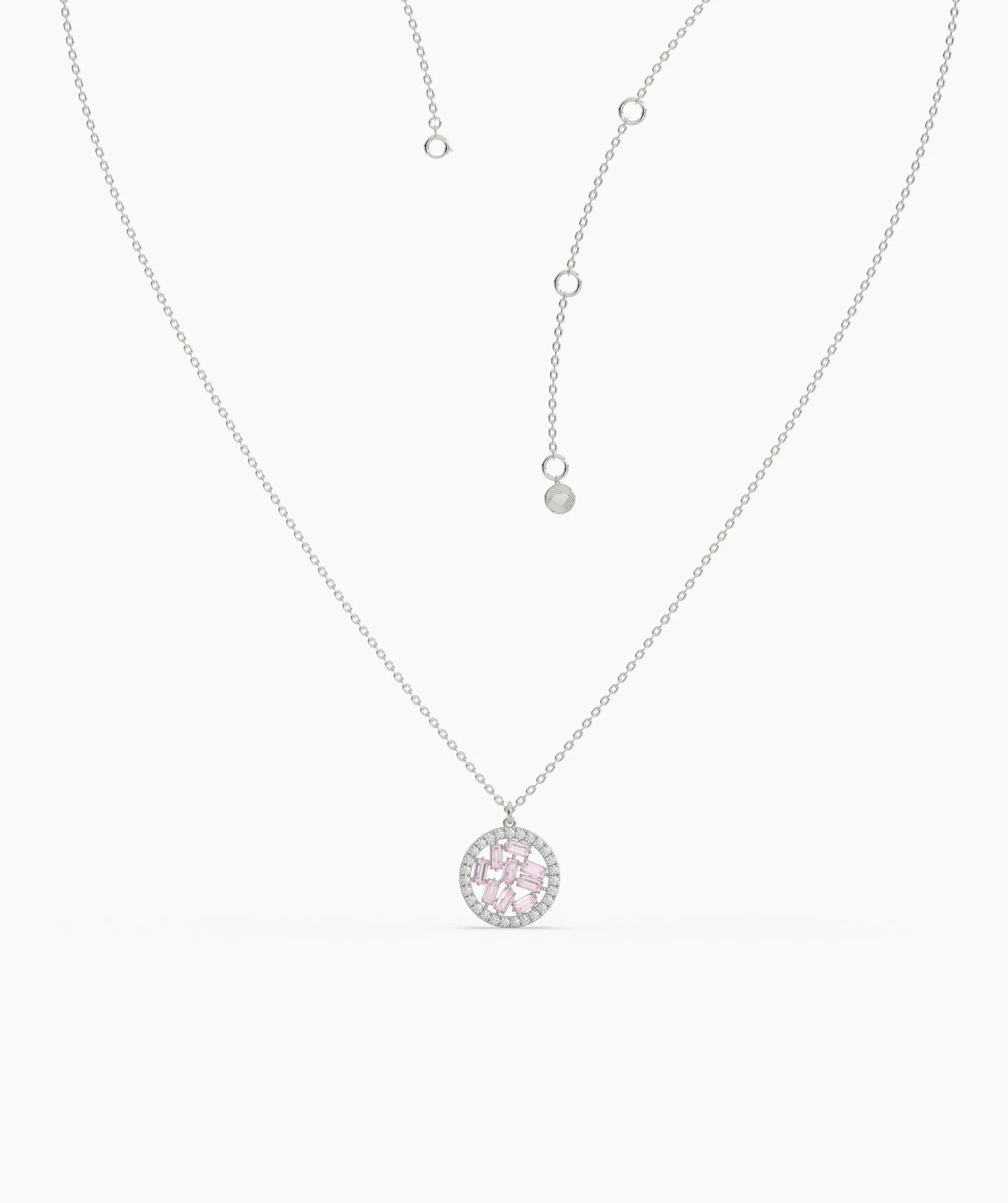 Baguette & Diamond Circle Pendant
