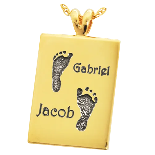 B&B Rectangle Twin Footprints with Names Pendant