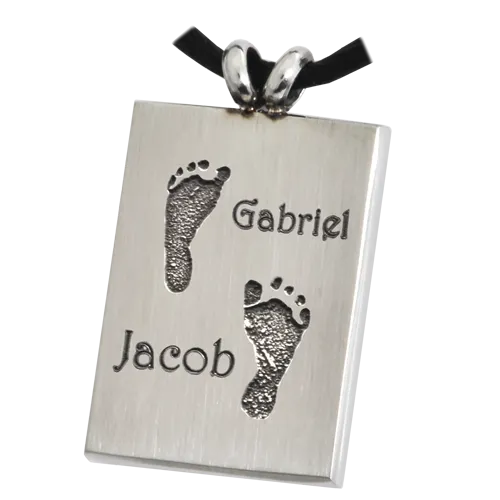 B&B Rectangle Twin Footprints with Names Pendant