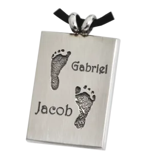 B&B Rectangle Twin Footprints with Names Pendant