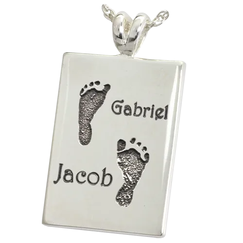 B&B Rectangle Twin Footprints with Names Pendant