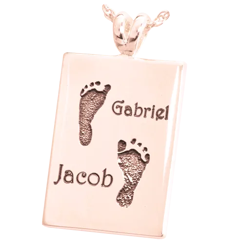 B&B Rectangle Twin Footprints with Names Pendant
