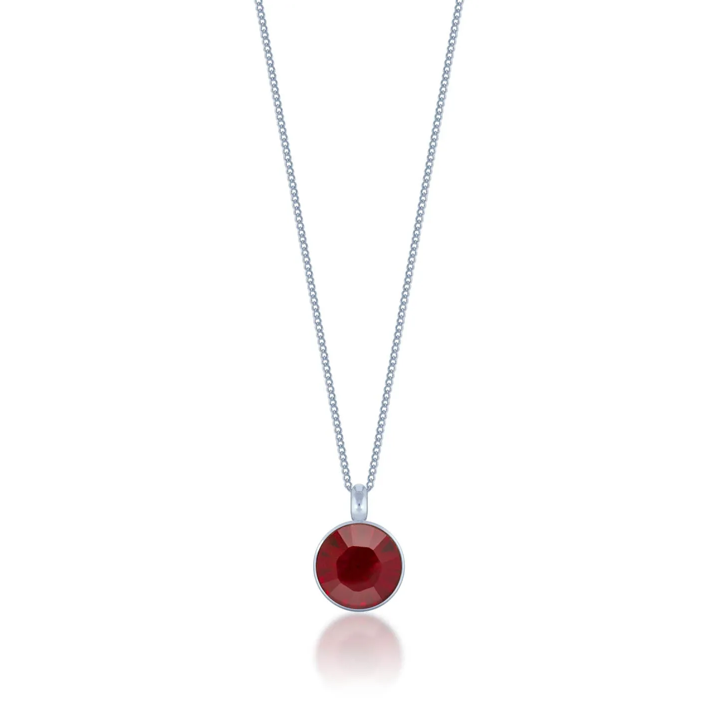 Bella Pendant Necklace with Red Siam Round Crystals from Swarovski Silver Toned Rhodium Plated