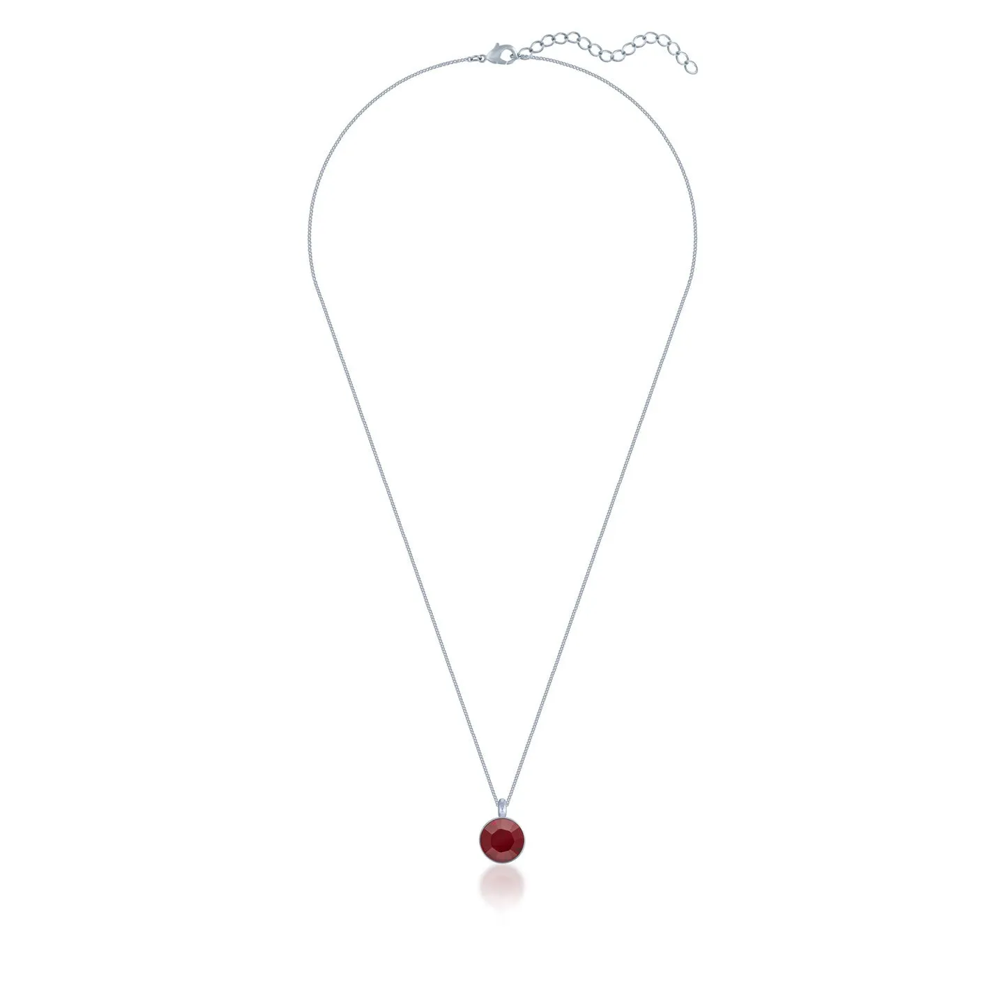 Bella Pendant Necklace with Red Siam Round Crystals from Swarovski Silver Toned Rhodium Plated