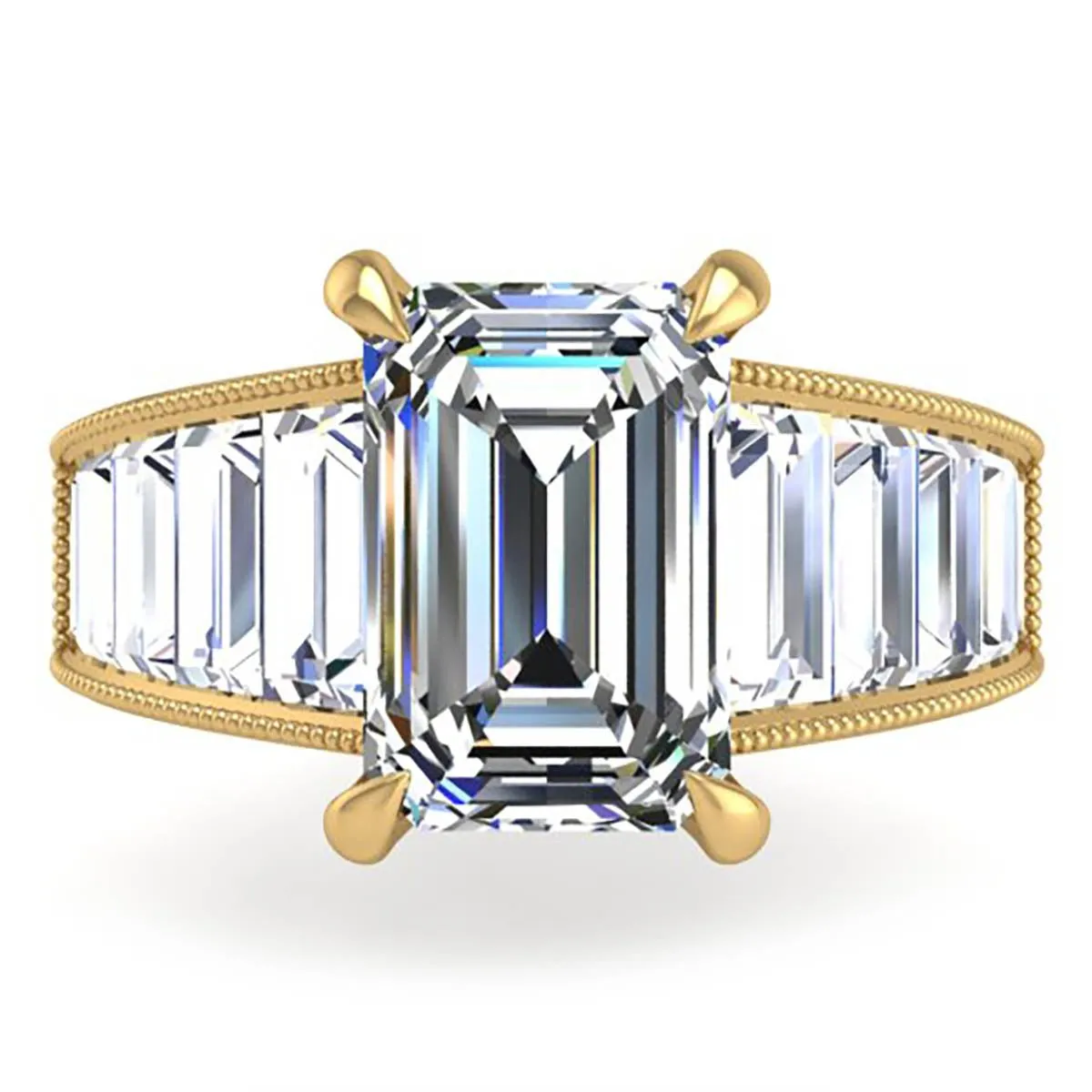 Ben Garelick Carina Tapered Channel Set Emerald Cut Diamond Engagement Ring