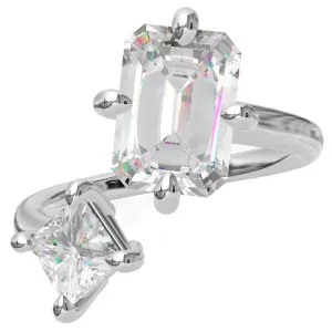 Ben Garelick Emerald & Princess Cut Toi Et Moi Engagement Ring
