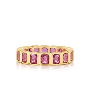 Bezel Emerald Ballier Ring- Pink- Gold