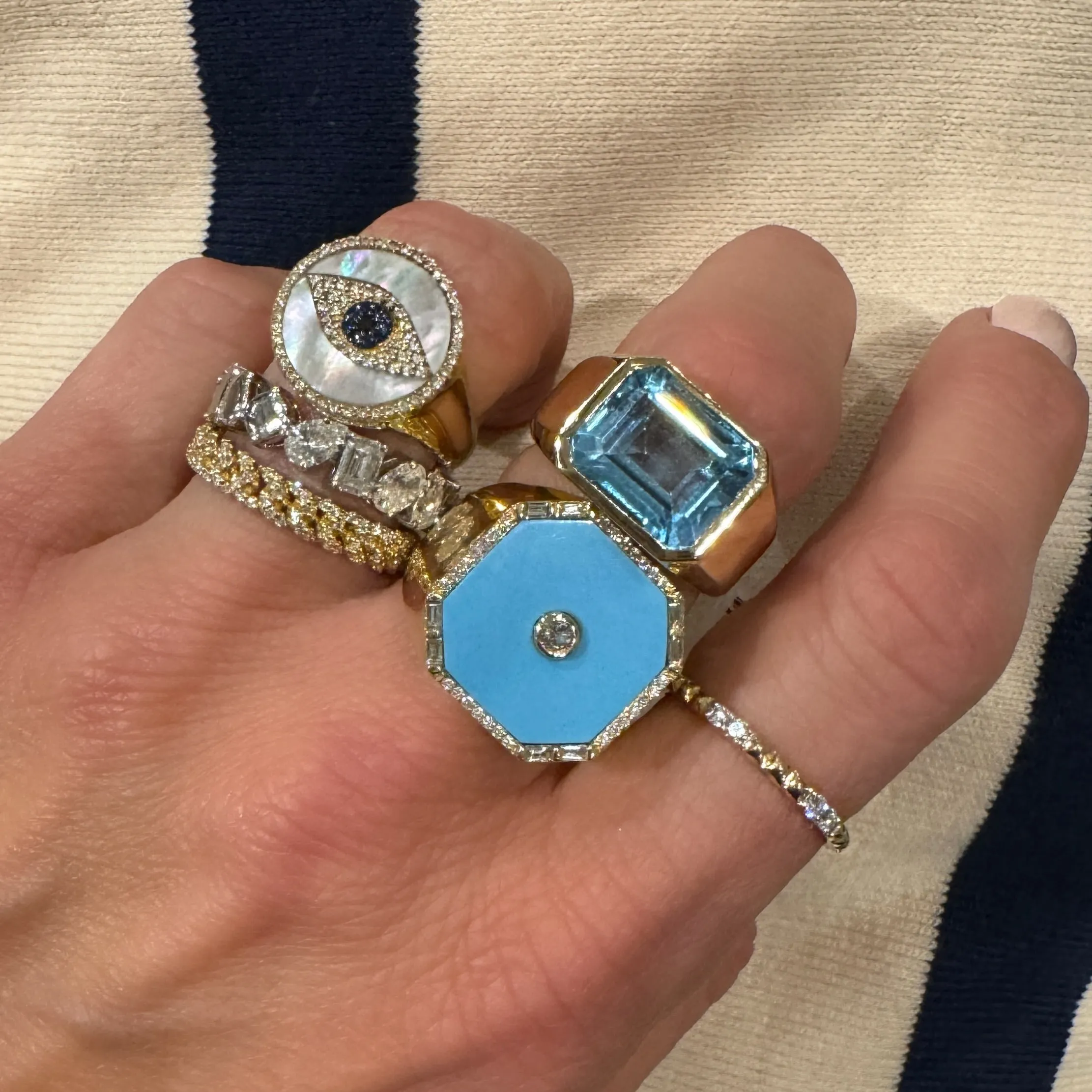 Bezel Set Blue Topaz Statement Ring