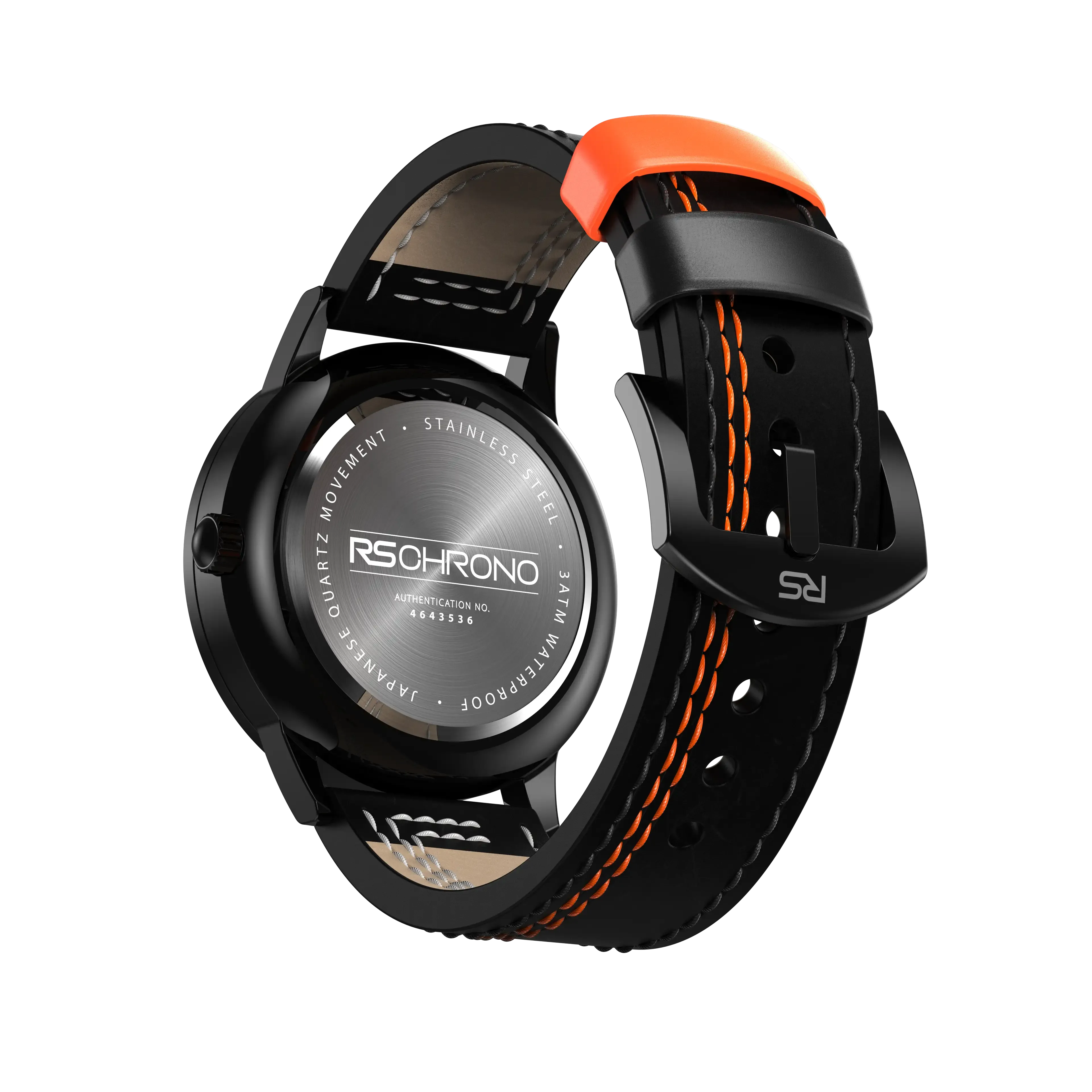 Black & Orange Leather Strap (Adjustable)