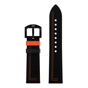 Black & Orange Leather Strap (Adjustable)