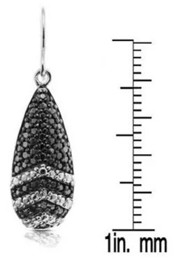 BLACK AND WHITE DIAMOND HOOK EARRINGS IN .925 STERLING SILVER