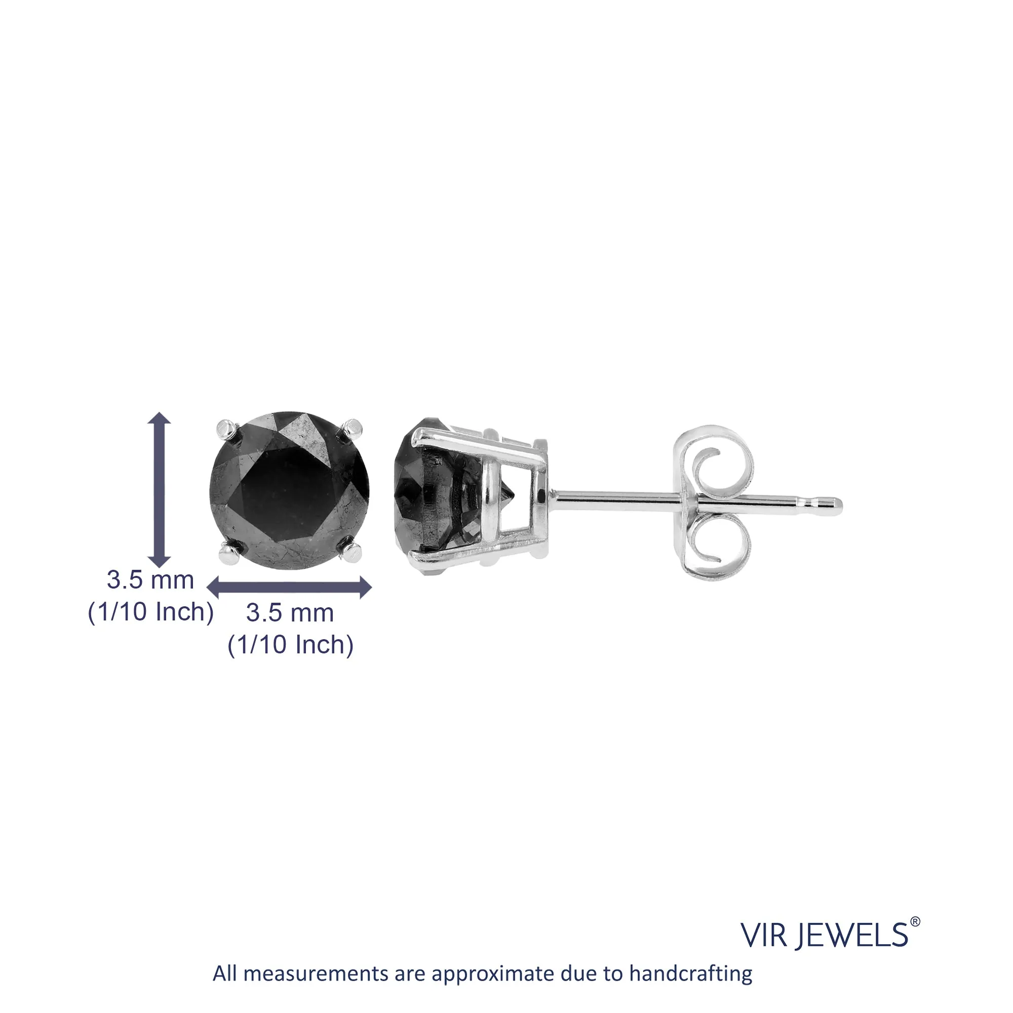 Black Diamond Stud Earrings in Sterling Silver