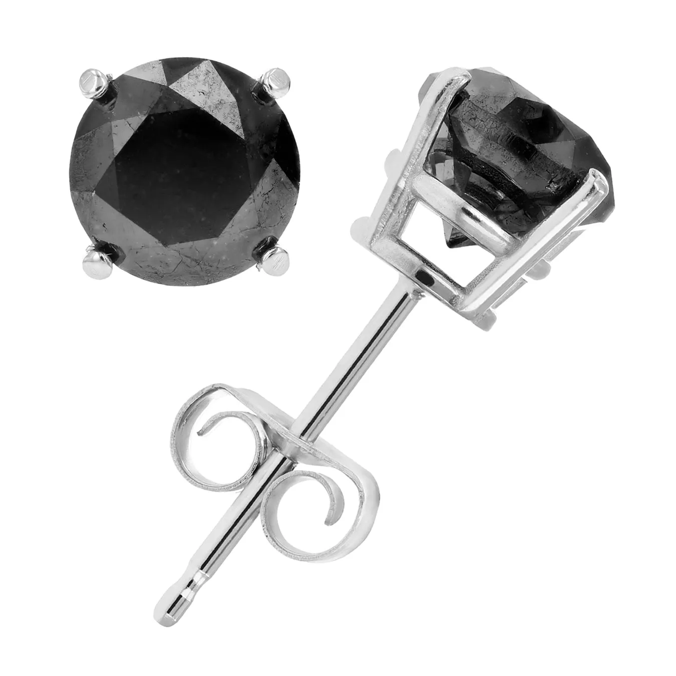 Black Diamond Stud Earrings in Sterling Silver