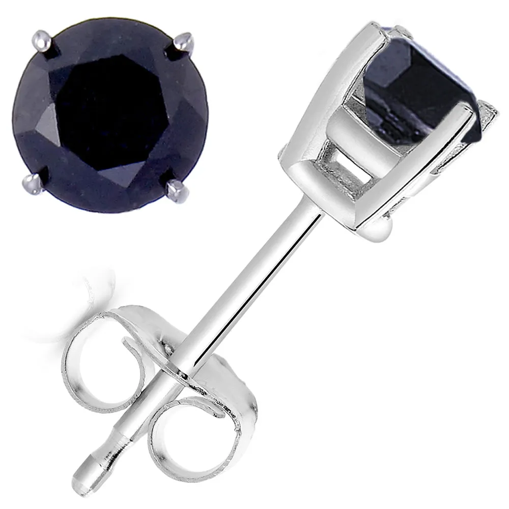 Black Diamond Stud Earrings in Sterling Silver