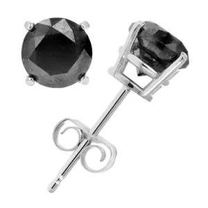 Black Diamond Stud Earrings in Sterling Silver