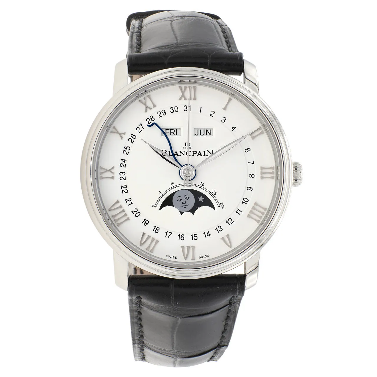Blancpain Stainless Steel Villeret Quantieme Complet 6654a-1127-55b