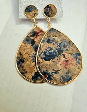 Blue Floral Teardrop Earrings
