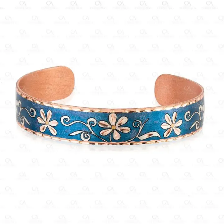 Blue flower Narrow Design adjustable Bracelet