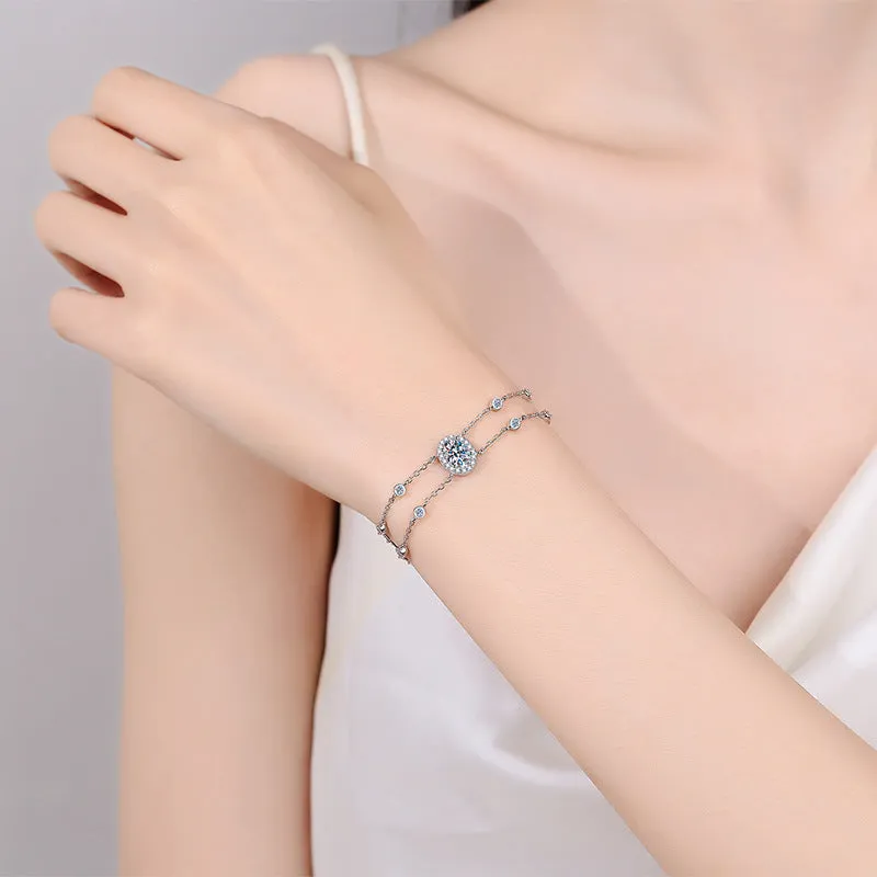 Blue Moissanite Diamond; Oval Shape Stone Bracelets BM012