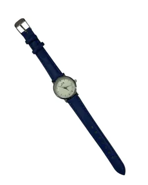 Blue PU Leather Strap Watch