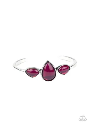 Boho Beach Babe - Purple - Glassy Teardrop Bead  Paparazzi Cuff Bracelet