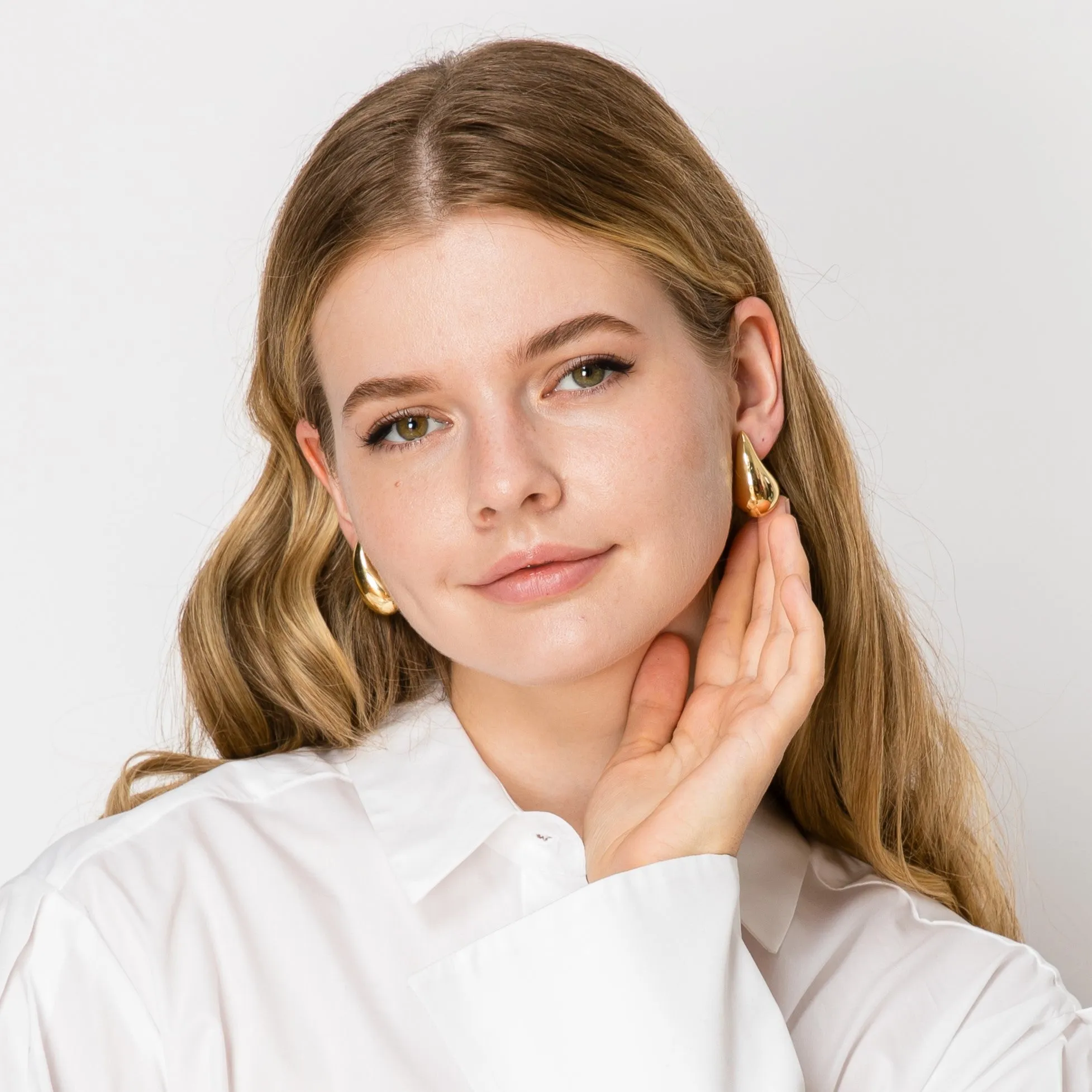 Bold Gold Tear Drop Earrings