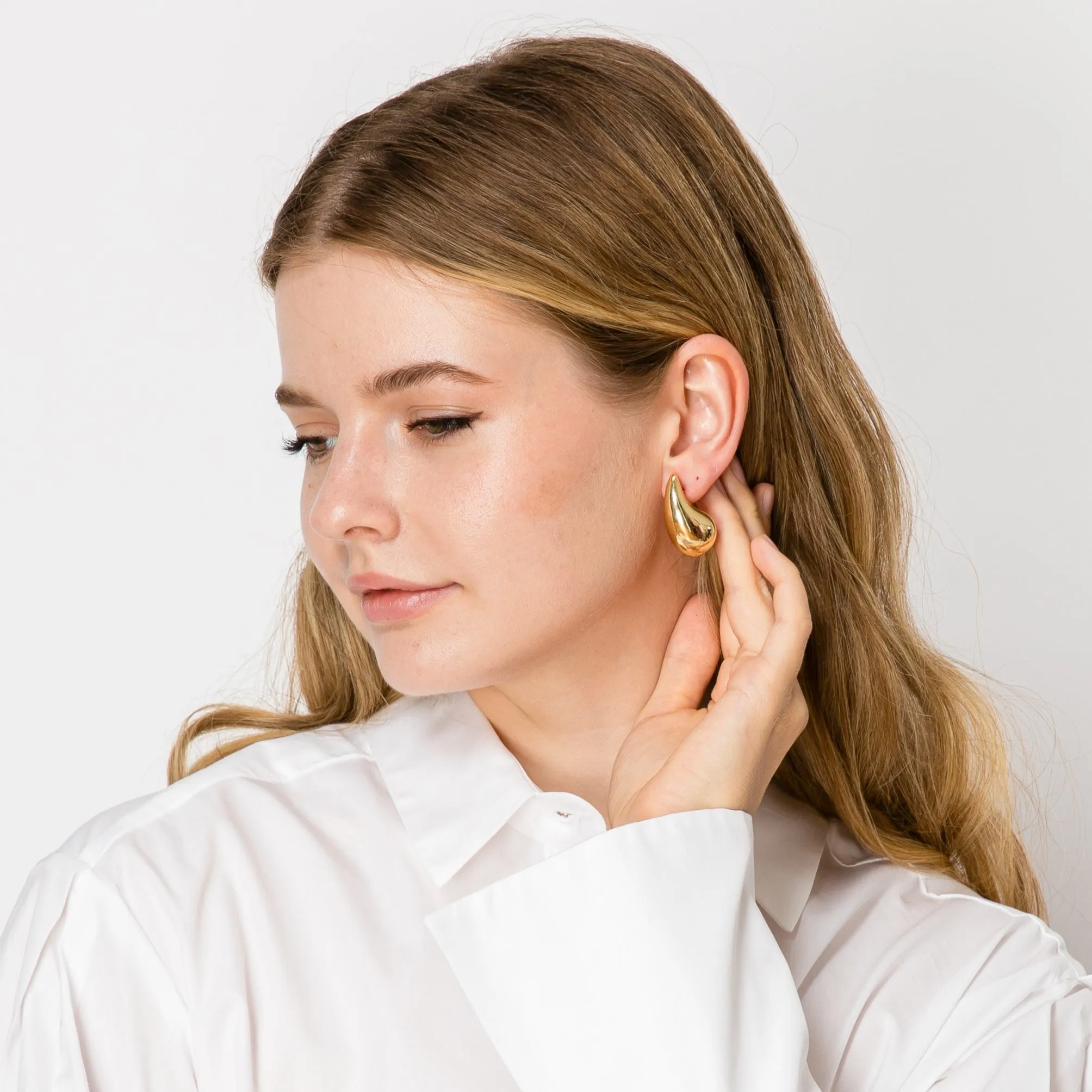 Bold Gold Tear Drop Earrings