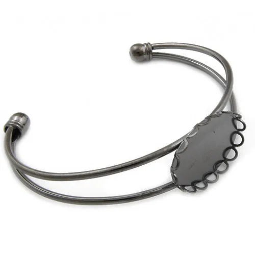 Bracelet With 18*25MM Oval Setting,Cuff,Adjustable,Gun Metal Black-Plated Brass,Lead Free And Nickel Free,Sold 10PCS Per Lot