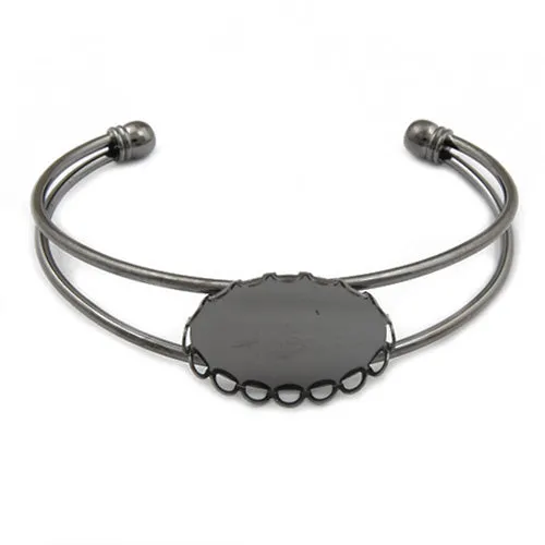 Bracelet With 18*25MM Oval Setting,Cuff,Adjustable,Gun Metal Black-Plated Brass,Lead Free And Nickel Free,Sold 10PCS Per Lot