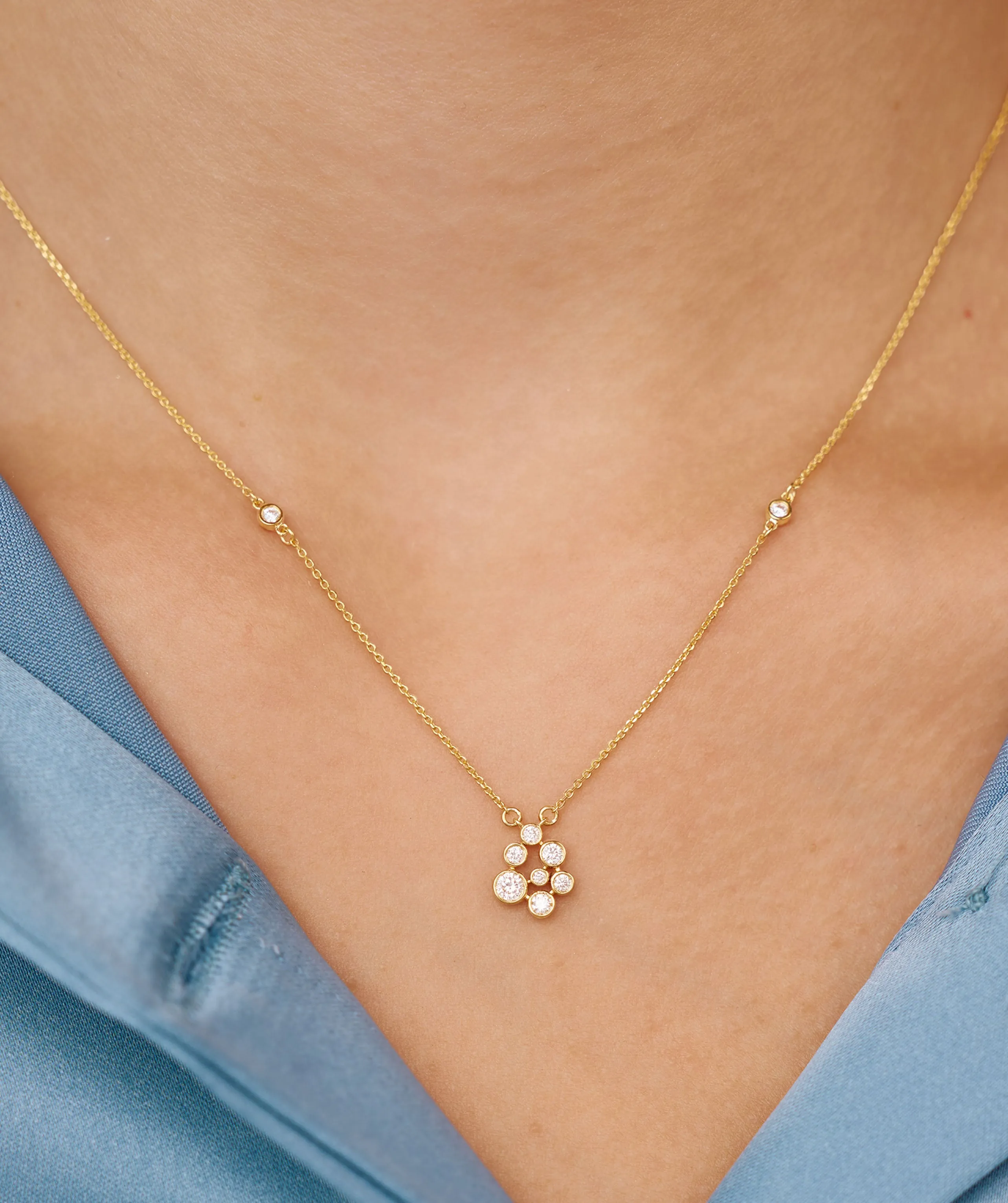 Bubble Cluster Diamond Necklace