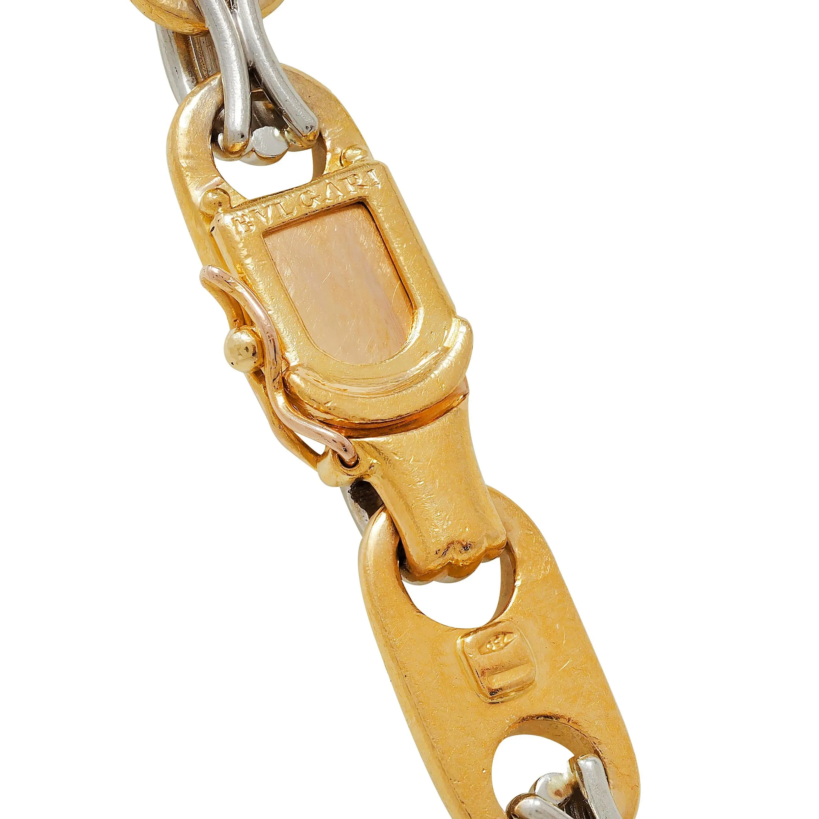 Bulgari Sapphire Ruby Emerald Diamond 18 Karat Gold Platinum Vintage Fancy Mariner Link Chain Necklace